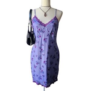 Wild Fable Lavender Floral Lace Trim Midi Dress - Large